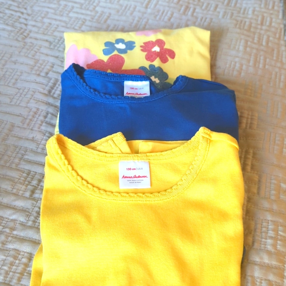 Trio of Hanna Andersson size 8 long sleeve tops